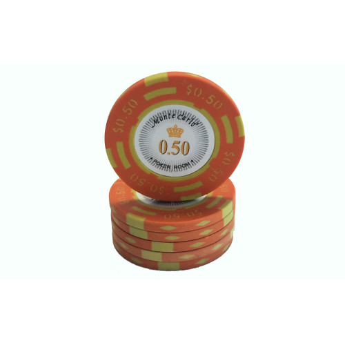 25 Πορτοκαλί ($0.50) Μάρκες Πόκερ Monte Carlo Δολάριο