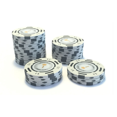 25 Λευκές ($1) Μάρκες Πόκερ Monte Carlo Δολάριο