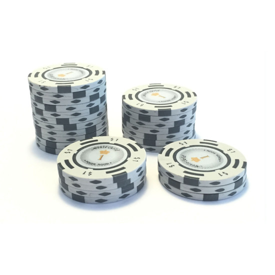 25 Λευκές ($1) Μάρκες Πόκερ Monte Carlo Δολάριο