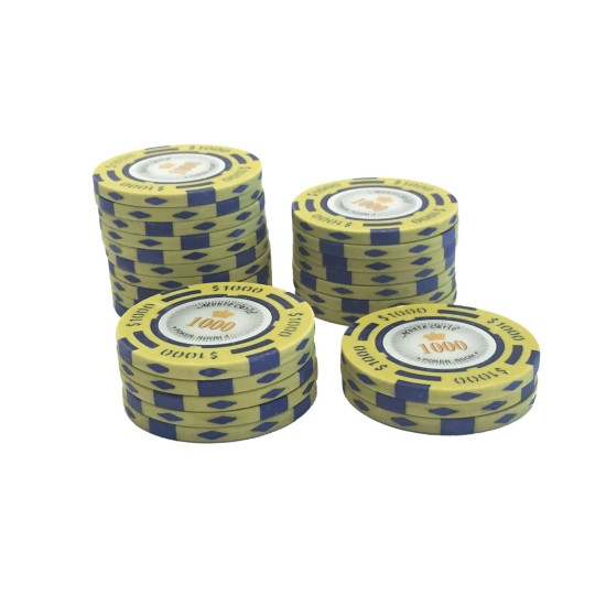 25 Κίτρινες ($1000) Μάρκες Πόκερ Monte Carlo